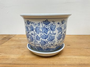 Blue And White Ceramic Plant Pot Asian Influence