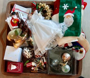 Woven Tray Of Christmas Treasures