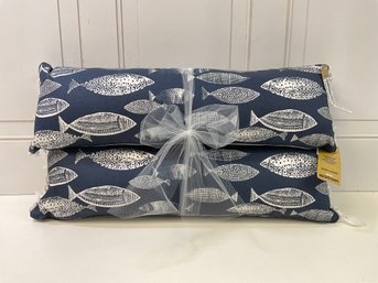 Navy And White Outdoor Pillows