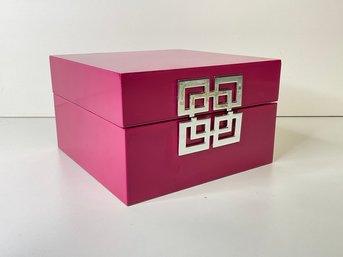 Magenta Asian Themed Lacquer Box 8x8  1 Of 3