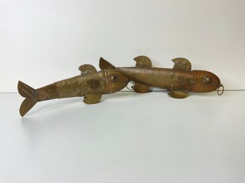 Two Vintage Brass Articulated Fish