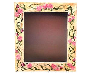 Pink & Green Floral Mirror     26 1/2'  Height  By  23 1/2' Width