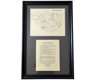 Framed Map Of Southbury Connecticut 18 X 27