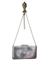 Magid Crossbody Vintage Silvertone Mesh Evening Bag - 4.5 X 9.5, Total Length 19'