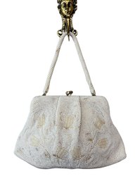 Vintage White Beaded Japanese Handbag