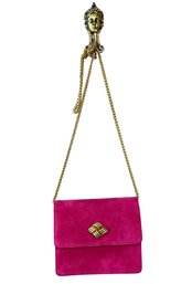 TALBOTS Pink Suede Cross Body Purse - 6in X 7in Total Length 23.5in