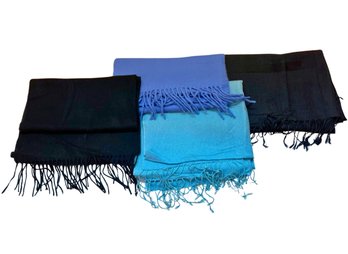 4 SCARVES - 2 Black, 2 Blue