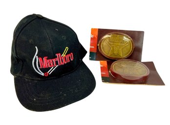 Marlboro Hat & Two Marlboro Longhorn Buckles