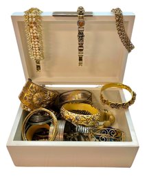 Various Jewelry & White Jewelry Box - 8 X 5.5 3 Of 3