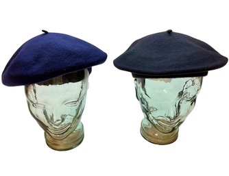 Lord & Taylor - Wool Deep Blue & Navy Berets - One Size