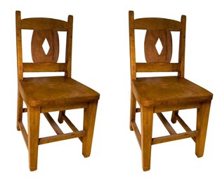 Pair Of Wooden Children's Chairs