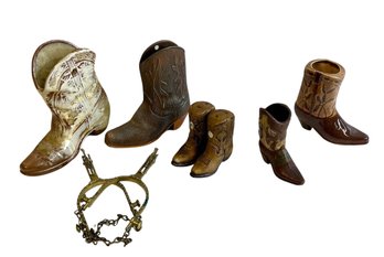 Tiny Coyboy Boots & Pair Of Spurs