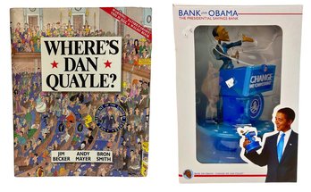 Collectable Bank On Obama - The Presidential Savings Bank & Where's Dan Quayle Book