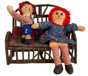 Vintage Raggedy Andy Dolls & Bench