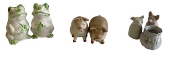 Salt & Pepper Shakers & Ceramic Decorative Pigs With Cup