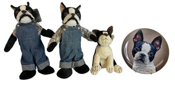 Farmer Dog Dolls, Boston Terrier Plate, NAITO Dog Plush