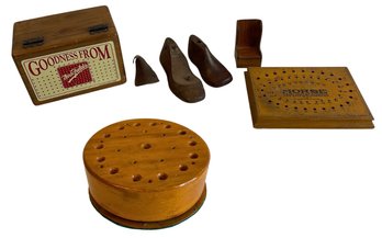 Morse Twist Drill Stand Index, Vintage Wooden Mini Shoes, Vintage Wood Recipe Box