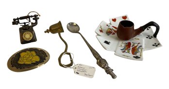 Collectible Items - Ashtray, Candle Snuffer, Mini Phone & More