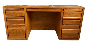 Oak Desk 3 Drawers Each Side With Center Top Drawer