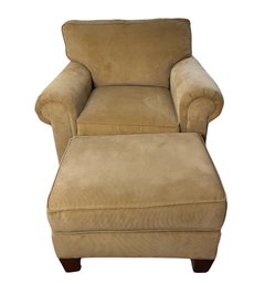 Broyhill Beige / Tan Ottoman & Oversized Rolled Arm Chair S/H 18.5