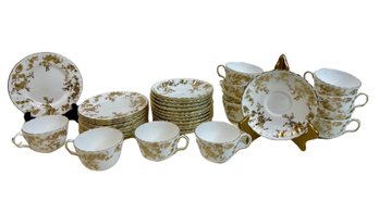 Sets Of Twelve Minton Ancestral Gold Plates, Cups & Saucers