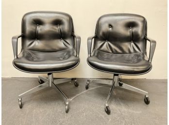 Two Black Tufted Office Chairs