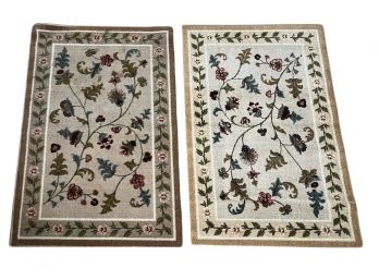 Two Rugs Rubber Backed Beige Floral 31 X 45
