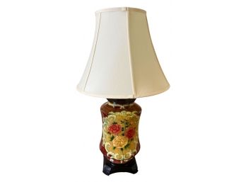 Porcelain Base Floral Lamp 27' H Elegant Shade & Finial