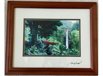 Framed Tropical Waterfall Artwork 16 X 13