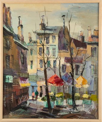 Cordet Cityscape Oil On Canvas 'Colorful Community'