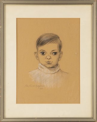 Portrait Charcoal Rose Marie Kirkpatrick 1965'Boy With White Sweater'