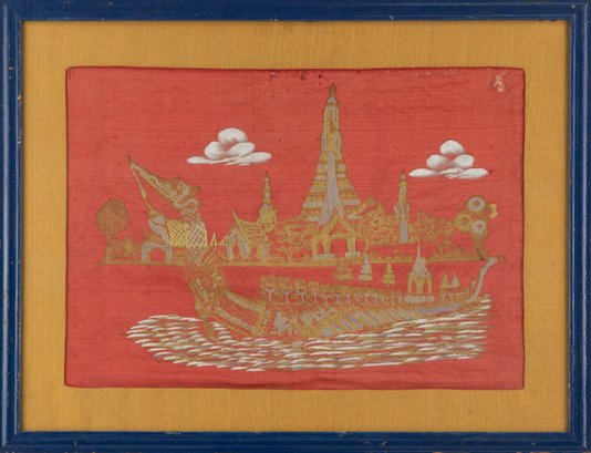Landscape Thai Silk Art  'Royal Barge'