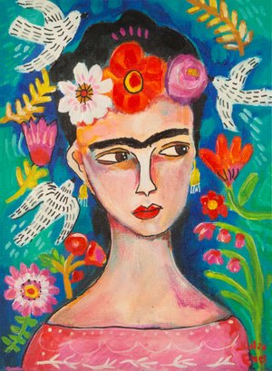 Portrait Oil On Canvas Julie Fver'Frida Kahlo'
