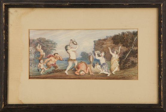 Rococo Watercolor  'Bacchanalian Scene I'
