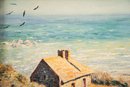 Vintage Traditional Original Oil Painting 'House Near Ocean'