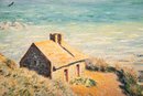 Vintage Traditional Original Oil Painting 'House Near Ocean'
