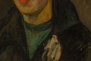Dominic Avetrani (1895-1976)Portrait Oil On Board'Woman With Orange Hair'