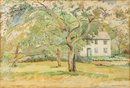 Henrietta E. Beaumont (American, 1881 - 1968)Landscape Watercolor 'Spring Day Yard View'