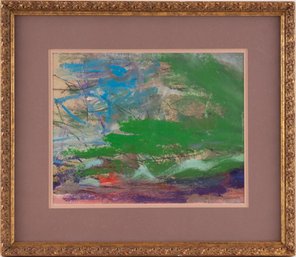 Mid Century Abstract Oil On Paper Signed A. Hollingsworth