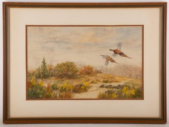 Landscape Watercolor On Paper Signed F. W. Benson