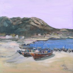 Plein AIr Oiriginal Oil By Artist Shaofei Xie 'Silent Beach 1'