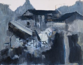 Oriental Modernist Original Oil 'Village Scene'