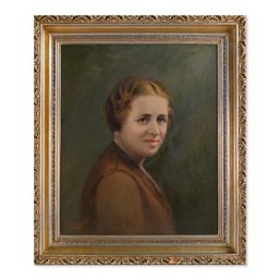 Dated 1949 Traditional Oil Painting 'Portrait Of Lady'