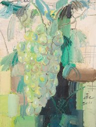 Expressionist Original Oil Painting 'Green Grapes'