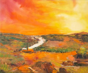 Impressionist Original Oil Painting 'Orange Sunrise'