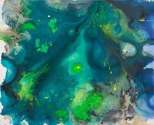 Abstract Original Oil Painting 'Green Heart'