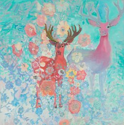 Surrealist Original Oil On Canvas 'Deer King'