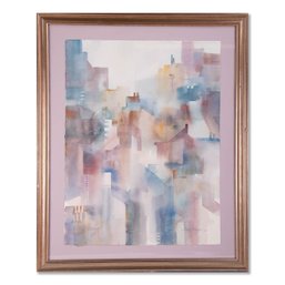 Large Judith Krieger Original Watercolor 'Houses'