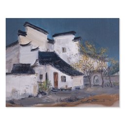 Impressionist Original Oil 'Village Houses'