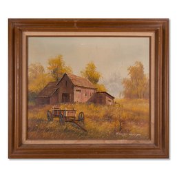 Vintage Everett Woodson Original Oil 'Country Cabin'